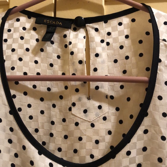 Escada Silk Black & White Polkadot Blouse - Picture 6 of 11